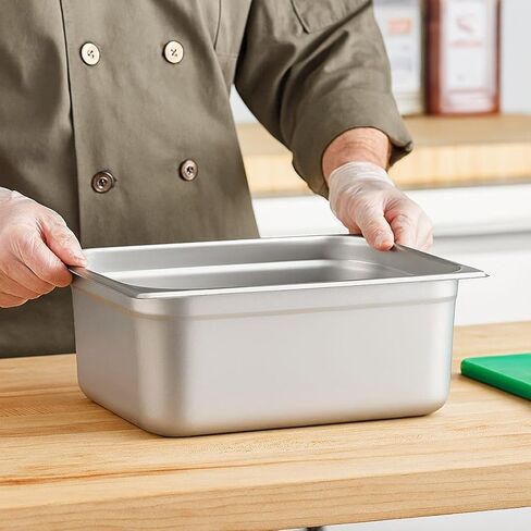 Soro Essentials- Half Size 6" Deep Stainless Steel Steam Table Pan 22 Gauge- Flat Edge Anti Jam Steam Pans Food Pan Commercial Food Pan for Hotel Party Buffet Catering Supplies in Kuwait