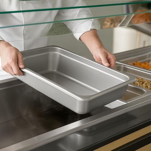 Soro Essentials- Full Size 4" Deep Stainless Steel Steam Table Pan 22 Gauge- Flat Edge Anti Jam Steam Pans Food Pan Commercial Food Pan for Hotel Party Buffet Catering Supplies in Kuwait