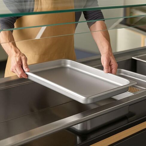 Soro Essentials- Full Size 2-1/2" Deep Stainless Steel Steam Table Pan 22 Gauge- Flat Edge Anti Jam Steam Pans Food Pan Commercial Food Pan for Hotel Party Buffet Catering Supplies in Kuwait