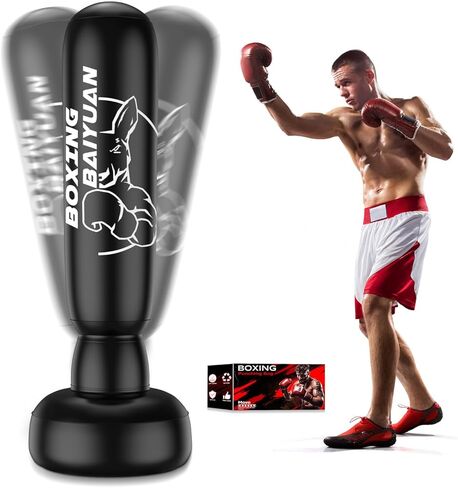 Standing Punching Bag for Adults Teens, Inflatable Boxing Bag with Stand, Kick Boxing Training Equipment for MMA, Muay Thai, Kickboxing in Kuwait