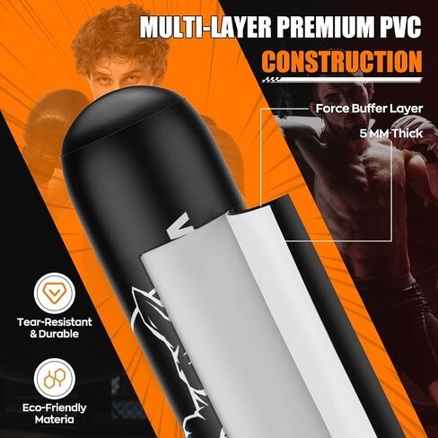 Standing Punching Bag for Adults Teens, Inflatable Boxing Bag with Stand, Kick Boxing Training Equipment for MMA, Muay Thai, Kickboxing in Kuwait