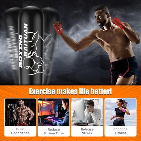 Standing Punching Bag for Adults Teens, Inflatable Boxing Bag with Stand, Kick Boxing Training Equipment for MMA, Muay Thai, Kickboxing in Kuwait