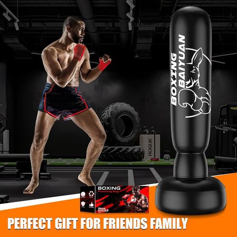 Standing Punching Bag for Adults Teens, Inflatable Boxing Bag with Stand, Kick Boxing Training Equipment for MMA, Muay Thai, Kickboxing in Kuwait