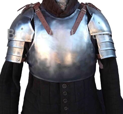 Chest Armor, Pair of Pauldrons Medieval Knight Breastplate Adult Costume for LARP Party Halloween Cosplay in Kuwait