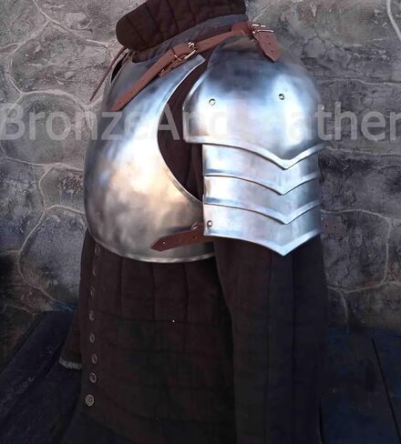 Chest Armor, Pair of Pauldrons Medieval Knight Breastplate Adult Costume for LARP Party Halloween Cosplay in Kuwait