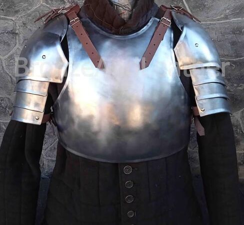 Chest Armor, Pair of Pauldrons Medieval Knight Breastplate Adult Costume for LARP Party Halloween Cosplay in Kuwait