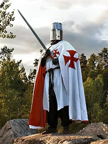 زي NauticalMart Medieval Knight Crusader Knights Templar Authentic Knight الكامل مع معطف صليب أحمر مثالي للمناسبات وإعادة التمثيل in Kuwait
