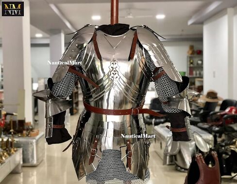 صدرية من الفولاذ LARP من العصور الوسطى | درع LARP مقاس 18 | أحزمة جلدية قابلة للتعديل | حجم كبير | درع مصنوع يدويًا لإعادة تمثيل الأدوار والأزياء التنكرية | نسخة تاريخية in Kuwait