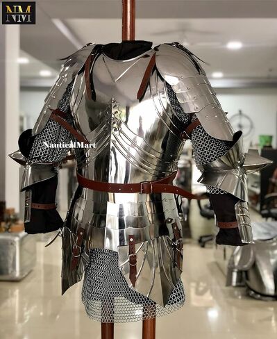 صدرية من الفولاذ LARP من العصور الوسطى | درع LARP مقاس 18 | أحزمة جلدية قابلة للتعديل | حجم كبير | درع مصنوع يدويًا لإعادة تمثيل الأدوار والأزياء التنكرية | نسخة تاريخية in Kuwait