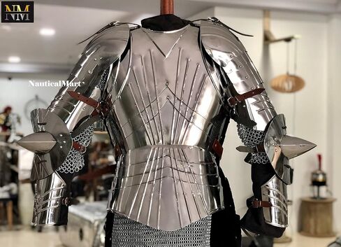 صدرية من الفولاذ LARP من العصور الوسطى | درع LARP مقاس 18 | أحزمة جلدية قابلة للتعديل | حجم كبير | درع مصنوع يدويًا لإعادة تمثيل الأدوار والأزياء التنكرية | نسخة تاريخية in Kuwait