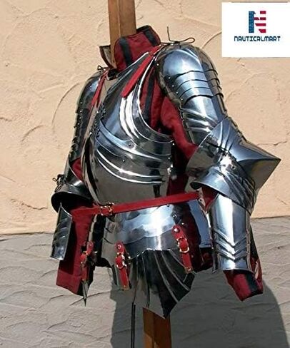 صدرية من الفولاذ LARP من العصور الوسطى | درع LARP مقاس 18 | أحزمة جلدية قابلة للتعديل | حجم كبير | درع مصنوع يدويًا لإعادة تمثيل الأدوار والأزياء التنكرية | نسخة تاريخية in Kuwait
