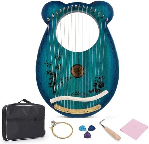 Lyre Harp، 16 سلسلة Arpa Instrumento Musical Panda Design Lap Harp Kit سلسلة أداة مع تحول وجع موالف حقيبة واللقطات in Kuwait