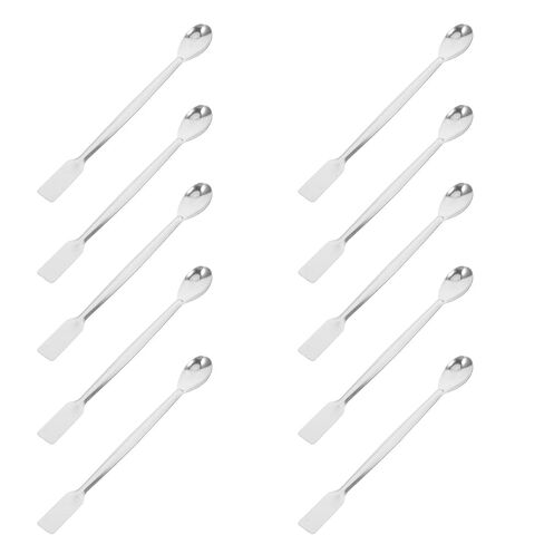 Balacoo 10pcs Stainless Steel Lab Spoon Spatula Double Ended 2 in 1 Reagent Sampling and Mixing Tool for Laboratory and Applications in Kuwait