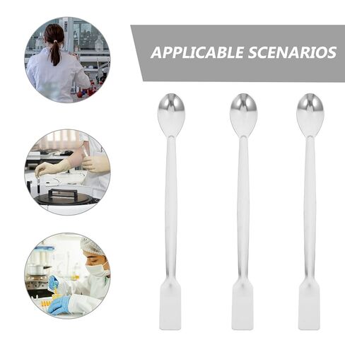 Balacoo 10pcs Stainless Steel Lab Spoon Spatula Double Ended 2 in 1 Reagent Sampling and Mixing Tool for Laboratory and Applications in Kuwait