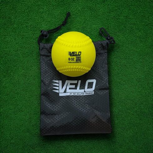VELOball - كرة لينة بليومترية بوزن 8 أونصة - تحسين آليات الرمي وقوة الذراع وسرعتها - حجم التنظيم - أربطة وملمس مرتفع - تتضمن حقيبة حمل - من خلال تدريب Bullpen in Kuwait