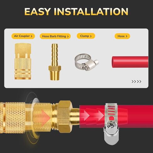 90 Degree Hose Elbow, 3/8" Brass Hose Barb Fittings, Heavy-Duty Brass Adapter for Air, Water, Fuel Systems, Includes 4 Stainless Steel Clamps, Leak-Resistant Design, 2-Pack in Kuwait