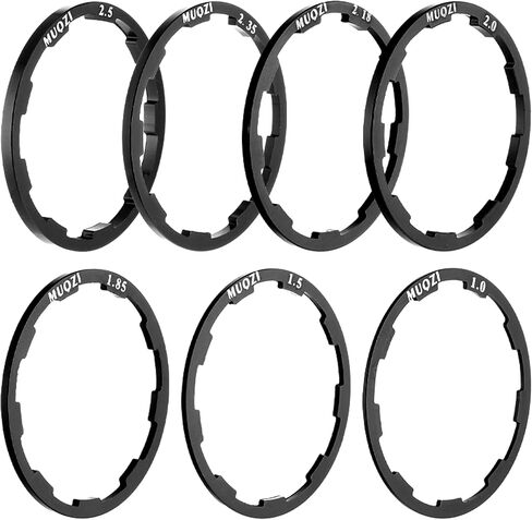 7pcs Bicycle Grooved Hub Washer Flywheel, Cassette Spacer Washer for Flywheel Headset Spacers for Bike 7/8/9/10/11 Speed Flywheels Hub Washers Size Options of 1/1.5/1.85/2/2.18/2.35/2.5 mm, Black in Kuwait