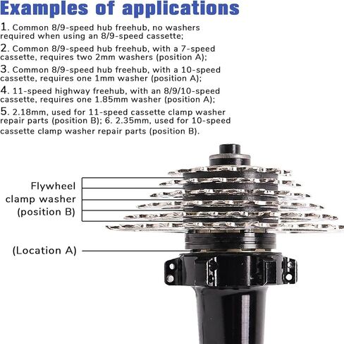 7pcs Bicycle Grooved Hub Washer Flywheel, Cassette Spacer Washer for Flywheel Headset Spacers for Bike 7/8/9/10/11 Speed Flywheels Hub Washers Size Options of 1/1.5/1.85/2/2.18/2.35/2.5 mm, Black in Kuwait