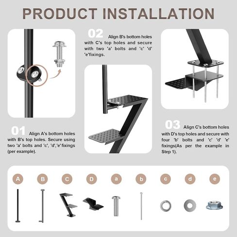 4 Step Boat Trailer Steps for Tongue Heavy Duty, Boat Trailer Ladder with Non-Slip Surface and Safety Handle 500 lbs Capacity in Saudi Arabia