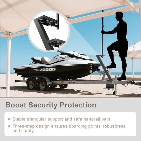 4 Step Boat Trailer Steps for Tongue Heavy Duty, Boat Trailer Ladder with Non-Slip Surface and Safety Handle 500 lbs Capacity in Saudi Arabia