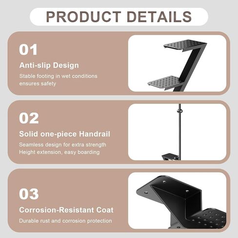 4 Step Boat Trailer Steps for Tongue Heavy Duty, Boat Trailer Ladder with Non-Slip Surface and Safety Handle 500 lbs Capacity in Saudi Arabia