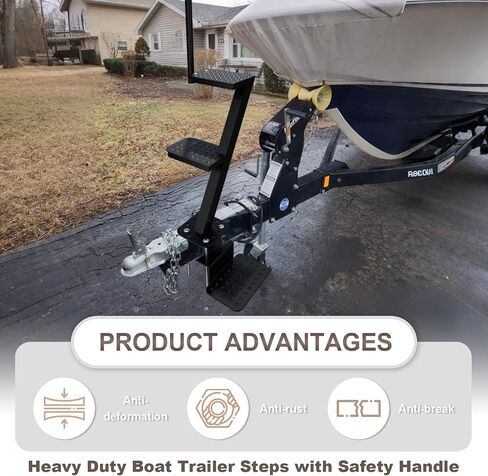 4 Step Boat Trailer Steps for Tongue Heavy Duty, Boat Trailer Ladder with Non-Slip Surface and Safety Handle 500 lbs Capacity in Saudi Arabia