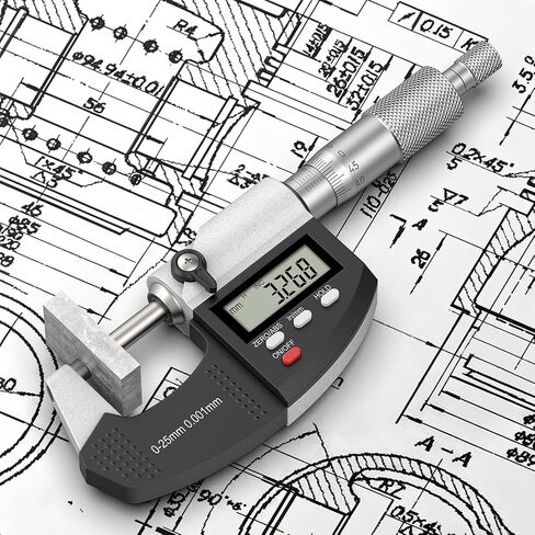 HDLKNAK Dual-Mode Micrometer, Digital Outside Micrometer Precision Measuring Tool, 0-1"/0-25 mm, Inch/Metric 0.00005"/0.001 mm, Machinist Thickness Gauge Tool, Large LCD Display with Protective Case. in Kuwait