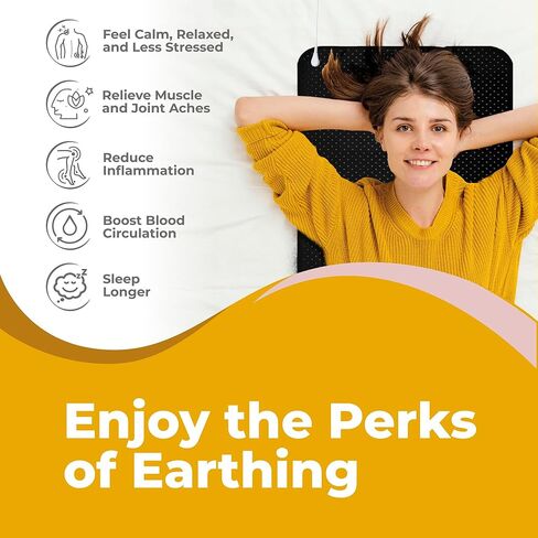 Grounding Sleeping Mat for Bed - Queen Size Mattress Cover Pads (27"x60") Product Kit for Feet Sleep Rest Yoga Workout Pain Relief Balance Wellness - Earth Connected Grounded Mat in Kuwait