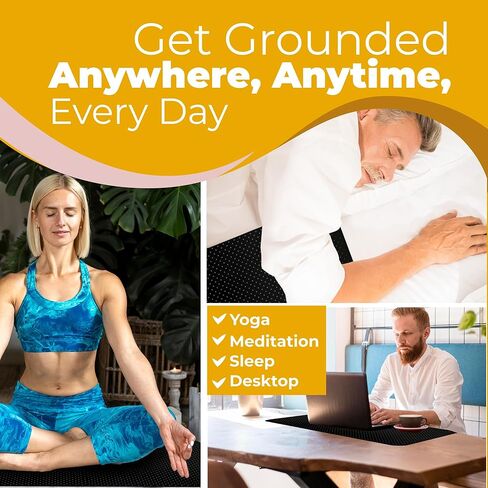 Grounding Sleeping Mat for Bed - Queen Size Mattress Cover Pads (27"x60") Product Kit for Feet Sleep Rest Yoga Workout Pain Relief Balance Wellness - Earth Connected Grounded Mat in Kuwait