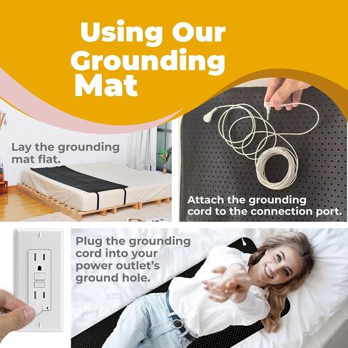 Grounding Sleeping Mat for Bed - Queen Size Mattress Cover Pads (27"x60") Product Kit for Feet Sleep Rest Yoga Workout Pain Relief Balance Wellness - Earth Connected Grounded Mat in Kuwait