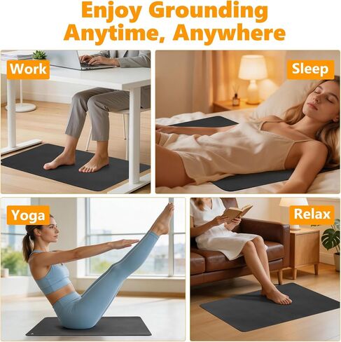 Grounding Well Earthing Mat for Feet, 24"x16" Grounding Pad with Easy Setup, 15 Ft Cord Durable & Comfortable - Stress Relief Antioxidant Balance, Better Sleep & Energy Boost in Kuwait