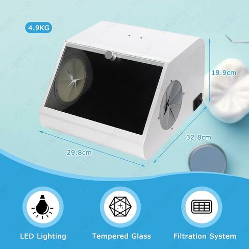 Fully Enclosed Dust Hood, Dental Dust Collector, with Dual Fans & LED Lights,Dental Tools, Desktop Containment Box, for Dental Labs Dust Protection for Professionals in Kuwait
