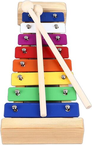 8 Note Xylophone Instrument with 2 Mallets, Educational Musical Glockenspiel Keyboard Aluminum Wood Material for Toddlers Beginners Music Learning Play in Kuwait