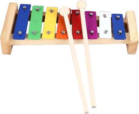 8 Note Xylophone Instrument with 2 Mallets, Educational Musical Glockenspiel Keyboard Aluminum Wood Material for Toddlers Beginners Music Learning Play in Kuwait