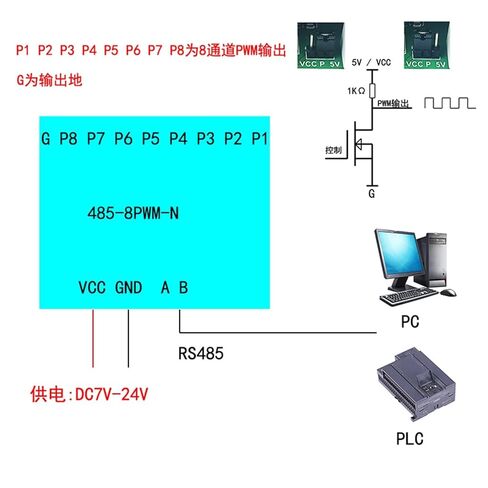 485 إلى 8 قنوات PWM/NPN مخرج إشارة مولد نبضات موجة مربعة عالية التردد/وحدة تحكم/modbus in Kuwait