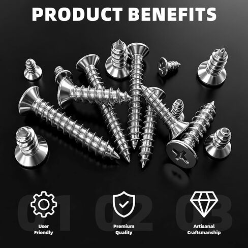 525PCS Self Tapping Screws Assortment Kit, M3/M4/M5 Phillips Flat Head Wood Screws Set with Sharp Point for Furniture, Woodworking, DIY, Plastic, Soft Metal & Home Repair in Saudi Arabia