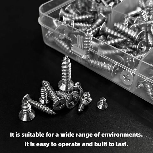 525PCS Self Tapping Screws Assortment Kit, M3/M4/M5 Phillips Flat Head Wood Screws Set with Sharp Point for Furniture, Woodworking, DIY, Plastic, Soft Metal & Home Repair in Saudi Arabia