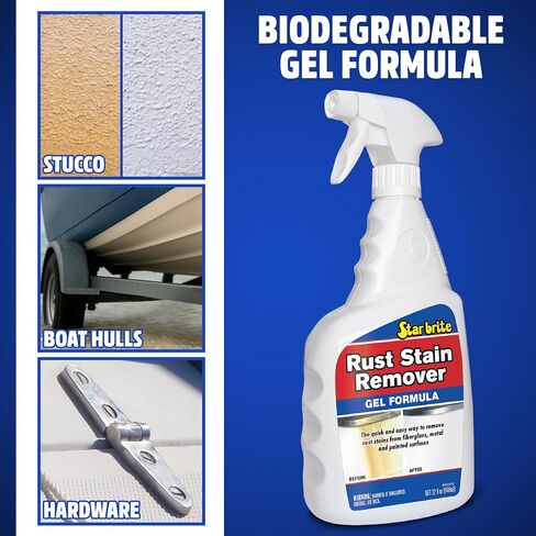 STAR BRITE Rust Stain Remover Gel Formula – Clinging Rust Cleaner for Fiberglass, Metal, Vinyl, Painted Surfaces & More, Fast-Acting Marine-Grade Stain Removal in Kuwait