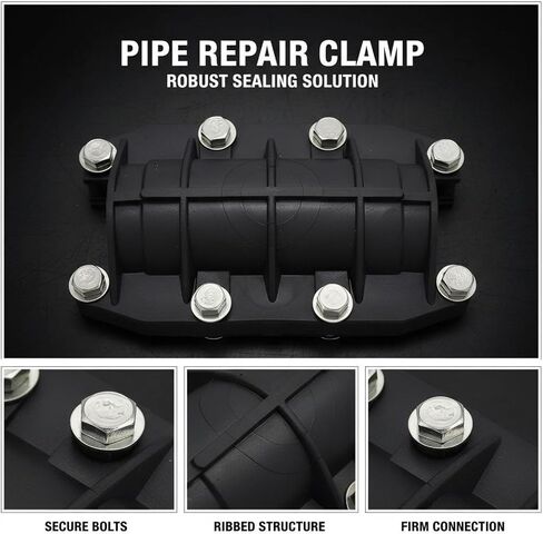PE Water Pipe Repair Clamp, 2.0 Inch / 50 mm Diameter Pipe Repair Coupling, Leak Stop Connector with 8 Bolts, 6.7 in Length in Kuwait