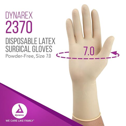 قفازات Dynarex الجراحية المعقمة للاستعمال مرة واحدة، خالية من البودرة، ومعبأة في أزواج، للاستخدام الطبي والرعاية الصحية، العيادة البيطرية، بيسك، مقاس 7.0، علبة واحدة مكونة من 200 زوج من القفازات (قد تختلف التعبئة) in Kuwait