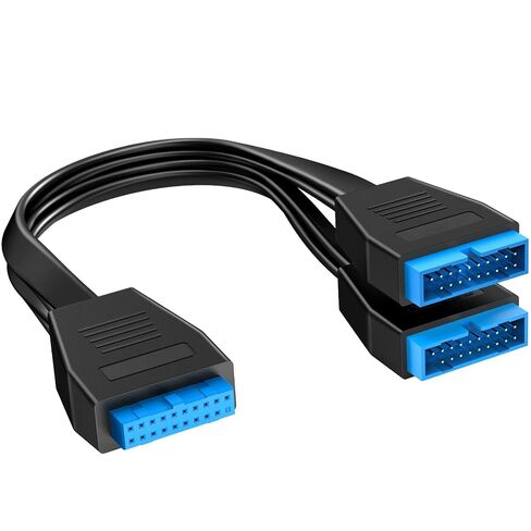 USB 3.0 Motherboard Header Splitter,19/20 Pin 1 to 2 Y Extension Cables for The Computer Motherboard (Black-1) in Kuwait