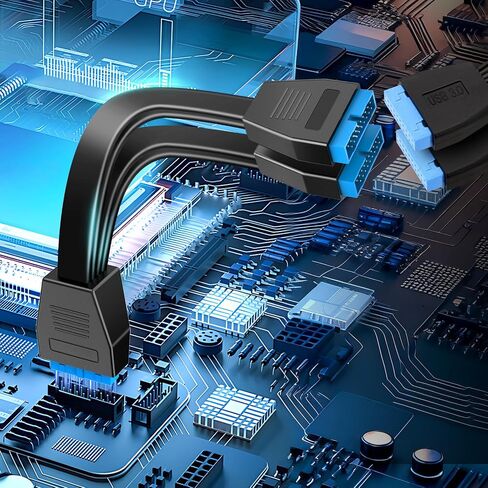 USB 3.0 Motherboard Header Splitter,19/20 Pin 1 to 2 Y Extension Cables for The Computer Motherboard (Black-1) in Kuwait