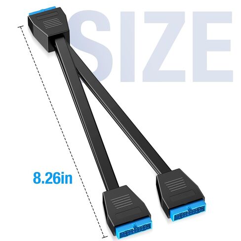 USB 3.0 Motherboard Header Splitter,19/20 Pin 1 to 2 Y Extension Cables for The Computer Motherboard (Black-1) in Kuwait