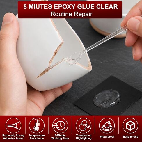 5 Minute Epoxy Glue 250ml, Clear High Strength Tough Durable, 2 Part Epoxy Adhesives for Repairing Tiles, Metal, Ceramics, Plastics, Wood in Kuwait