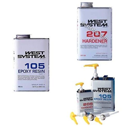 West System 105-A Epoxy Resin (1 qt) with 207-SA Special Clear Epoxy Hardener (.66 pt) + Mini Epoxy Metering Pump Set in Kuwait