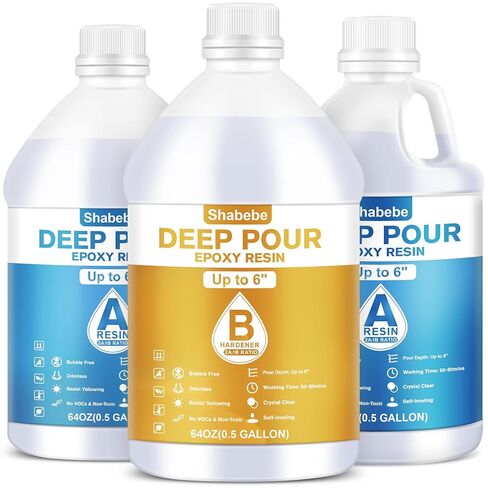 Deep Pour Epoxy Resin 1.5 Gallon [NEW VRESION], Up to 6" Pour Depths Epoxy Resin, Bubble Free & Super-Gloss Flow Casting Resin, UV Resistant Epoxy for Wood Table, River Table, Countertops in Kuwait