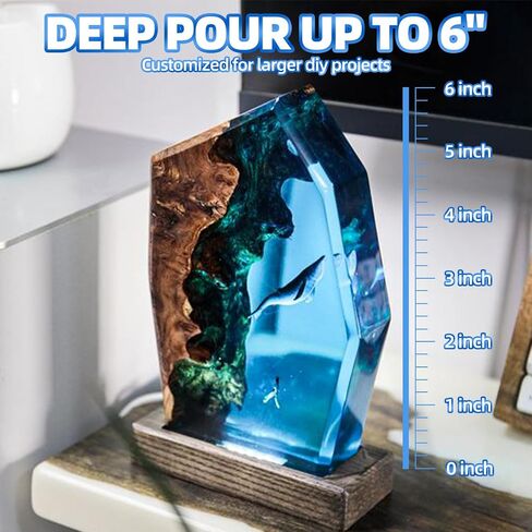Deep Pour Epoxy Resin 1.5 Gallon [NEW VRESION], Up to 6" Pour Depths Epoxy Resin, Bubble Free & Super-Gloss Flow Casting Resin, UV Resistant Epoxy for Wood Table, River Table, Countertops in Kuwait