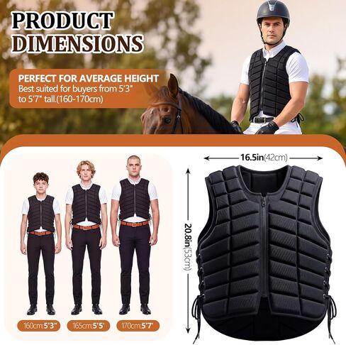 Twistover Horse Riding Rodeo Safety Vest Protective Cotton Adult Women Small Equestrian Protective Equipment Unisex Black 20 x 16 x 0.8 Inches in Kuwait