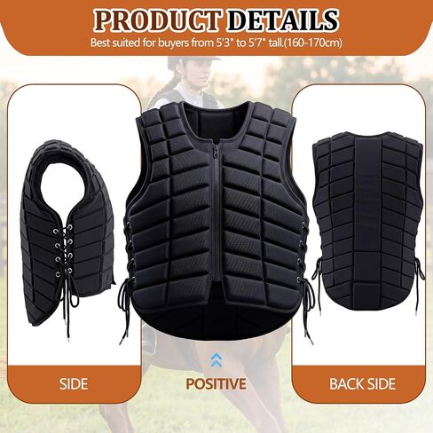 Twistover Horse Riding Rodeo Safety Vest Protective Cotton Adult Women Small Equestrian Protective Equipment Unisex Black 20 x 16 x 0.8 Inches in Kuwait