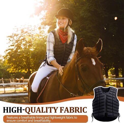 Twistover Horse Riding Rodeo Safety Vest Protective Cotton Adult Women Small Equestrian Protective Equipment Unisex Black 20 x 16 x 0.8 Inches in Kuwait